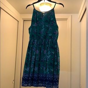 Blue Rain Floral Knee Length Dress